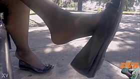 Shoeplay fun with stockings and flats 👠