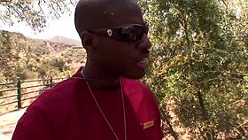 cute blonde gets fucked outdoors by big black cock, facial cumshot