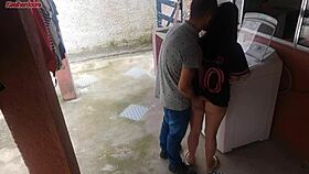 Latina housewife pays technician with ass