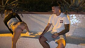 Outdoor walk along the sea, a stranger notices I'm not wearing panties in this public video.