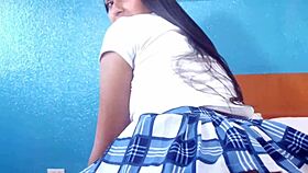 Beautiful Latina in Skirt Gets Persuaded into Fucking