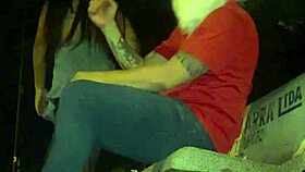 Santa Claus and the young woman in the public square