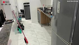 Security camera catches hot cleaner driving boss crazy