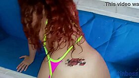 Cum on big ass Latina redhead anal sex