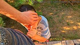 rubbing panties leads to powerful cumshot outdoors