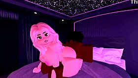 Blonde bitch rides big black cock hard