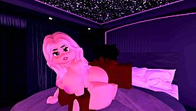 Blonde bitch rides big black cock hard