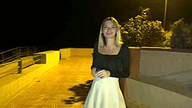 Outdoor walk along the sea, a stranger notices I'm not wearing panties in this public video.