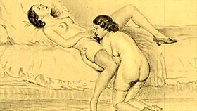 yo, this vintage erotic art features retro hairy pussy scenes