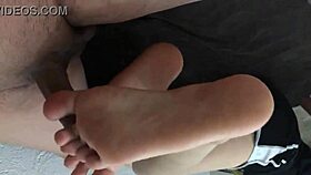 Latina friend gives footjob after university