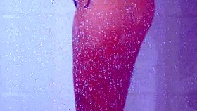 hey, that college tanned gorgeous girl takes a shower in bikini, he whispers excitedly.