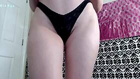 all natural bushy babe teases panties and tight features mianyx