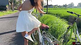 Cute rice picker agrees to quick outdoor sex as payment for her work in the fields