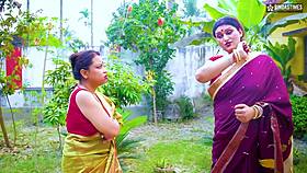 desi dirty indian servant catches two women having sex at home with hindi audio