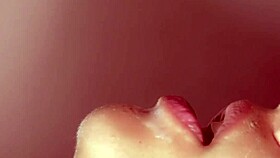 the experienced milf kneels down for a close-up blowjob, licking first then deepthroating until cum in mouth