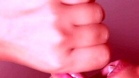 the experienced milf kneels down for a close-up blowjob, licking first then deepthroating until cum in mouth