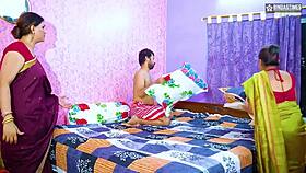 desi dirty indian servant catches two women having sex at home with hindi audio