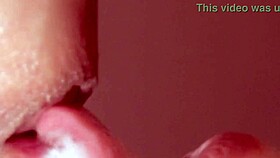 the experienced milf kneels down for a close-up blowjob, licking first then deepthroating until cum in mouth