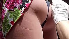 He comes from the street and immediately sucks the sex toy