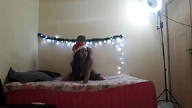 Ebony beauty squirts wildly during interracial blowjob session