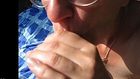 she gets pissed on outdoors in the wild forest