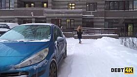 russian redhead calms credit broker with homemade sex