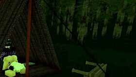 Roblox sex in tent camping with big tits and monster cock