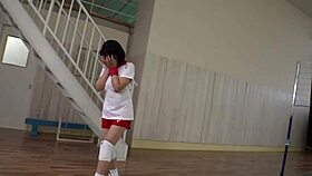 Watch this Japanese volleyball player with huge tits practicing secretly in her fourth video, she whispers.