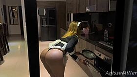 The maid cleans the bedroom