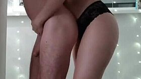 mistress dominates and fucks her lover's ass passionately in the kitchen