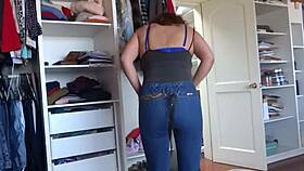 mature woman recorded while dressing, gets fondled and masturbates