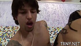 vicious tranny swallows that pecker like a pro 😈