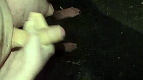 Masturbating outside at night