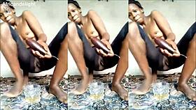 milf nikkie fucks eggplant, tastes squirt