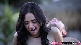 pretty teen gets pussy creampied in outdoor hardcore