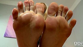 Brunette Lesbian Couple Danielle Maye and Mika Suck Tasty Toes and Fuck Feet