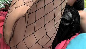Big cock fucking in fishnet stockings!