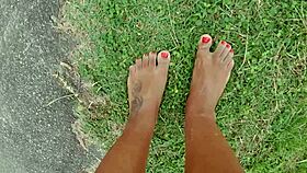 walking barefoot on streets and beach, feeling the dirty sand on my feet