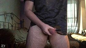 Intense masturbating solo cock cum session for 18