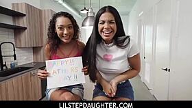 Two girls fight over man's cock on special day