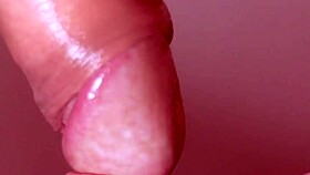 the experienced milf kneels down for a close-up blowjob, licking first then deepthroating until cum in mouth