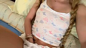 Cute girl fingers her ass and squirts on the bed!