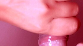 the experienced milf kneels down for a close-up blowjob, licking first then deepthroating until cum in mouth