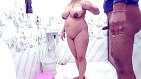 Big tits babe gets fucked in bathroom