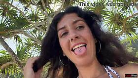 Walking with hot cum on my face on a public beach full of people - cumwalk