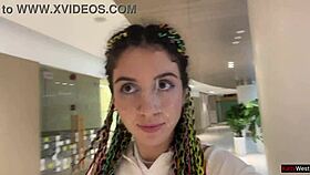 i'm so horny doing a crazy cumwalk in the public shopping mall after blowjob in toilet