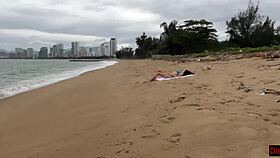 Babe Can I Cum On Your Tits - Public Cock Flashing On The Beach