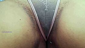 Goth latina flashing in fishnets and lingerie