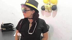 the hot office worker prepares an anal plug to play with her horny buttocks