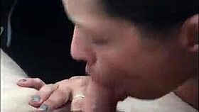 Young cocksucker gives public blowjob and gags on cum